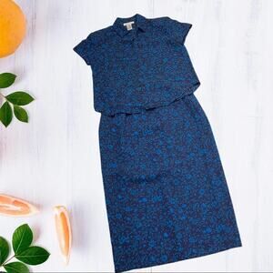 RENA ROWAN Womens 6 Blue Black Two Piece Skirt Set